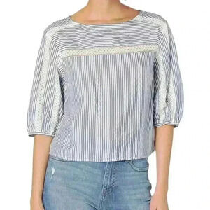 BB Dakota Switch It Up Blue & White Blouse Size M